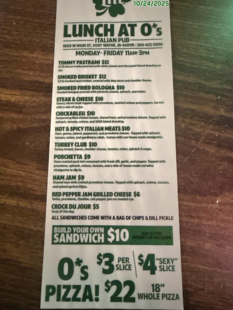 O'Sullivan's Italian Pub Menu image 2